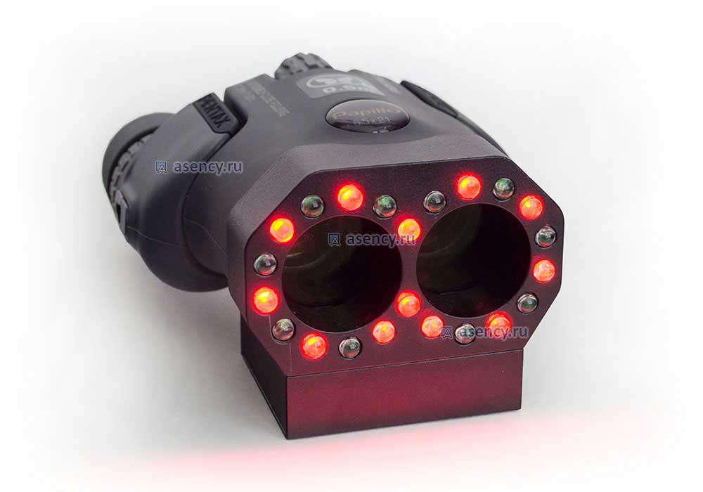 прибор для поиска скрытых видео камер с включенными красными источниками света