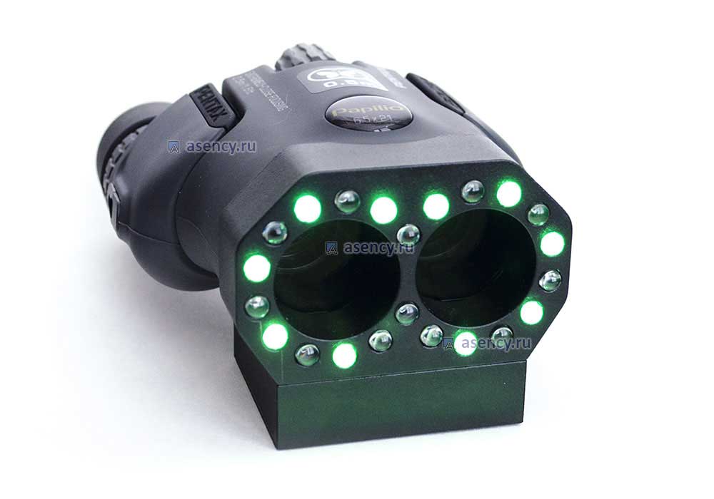 прибор для поиска скрытых видео камер с включенным зеленым источником света
